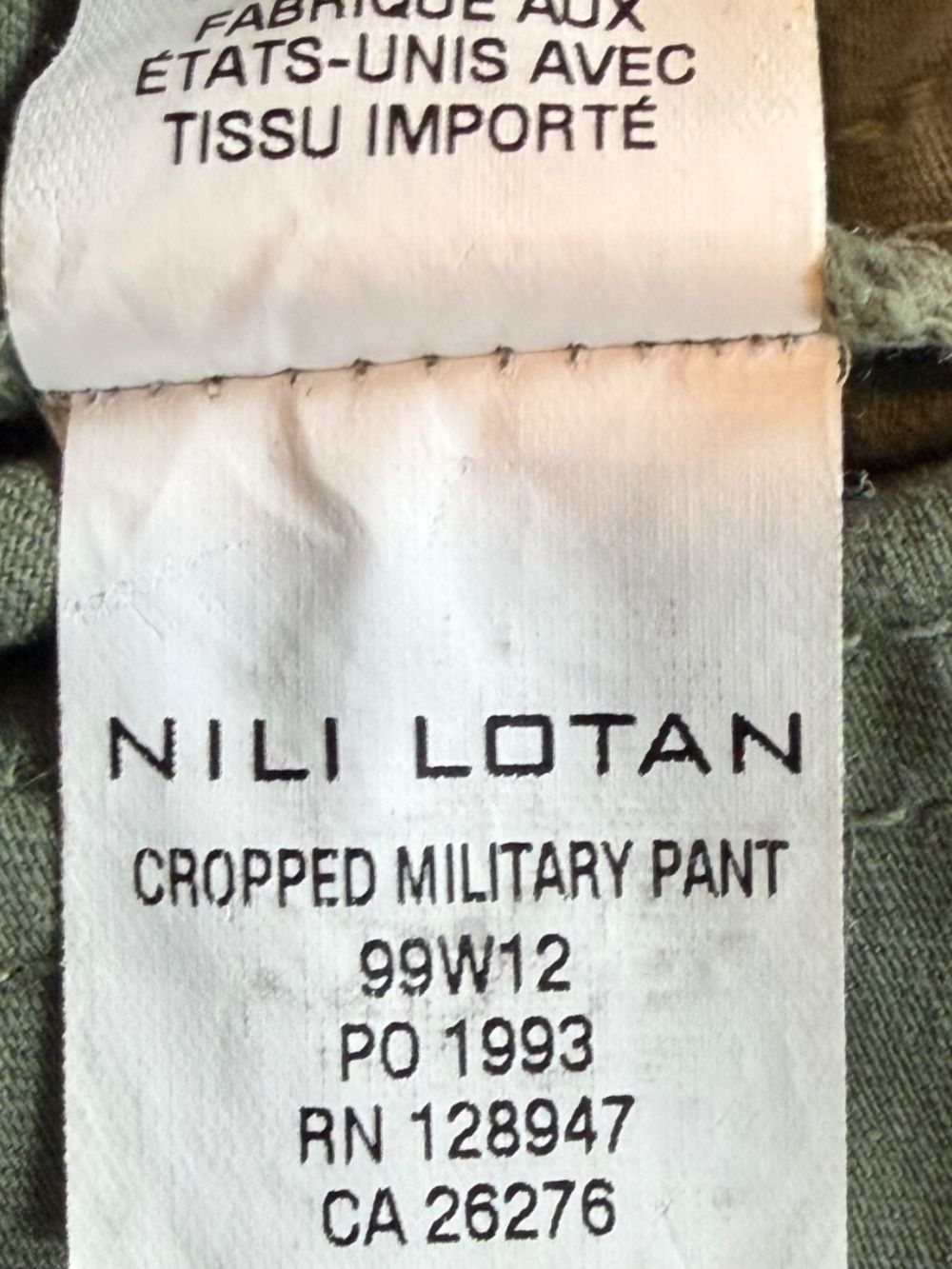 Nili Lotan Cropped Military Cargo Pants Women's Size 2 Olive Ankle Zip USA - Picture 10 of 10